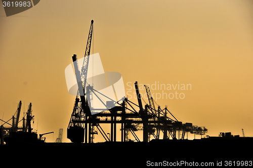 Image of sea cargo port in dusk  