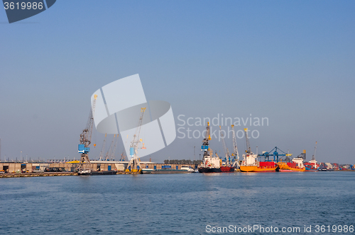 Image of Rotterdam a sea cargo port skyline