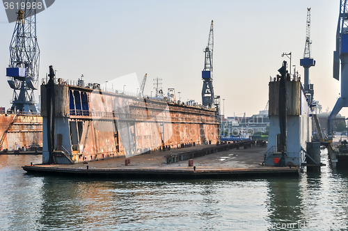 Image of empty Shipyard floating dry dock