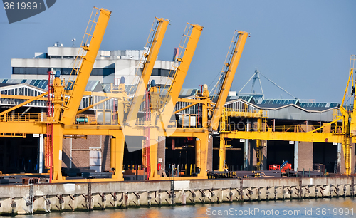 Image of sea cargo port large cranes