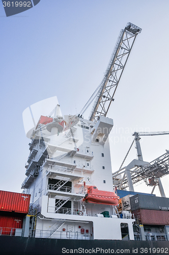 Image of sea cargo port large cranes