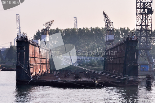 Image of empty Shipyard floating dry dock