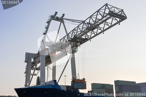 Image of sea cargo port large cranes