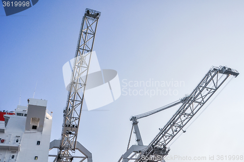 Image of sea cargo port large cranes