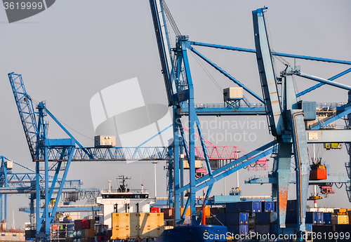 Image of sea cargo port large cranes