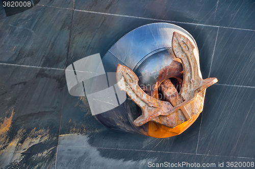 Image of large anchor on board  ship