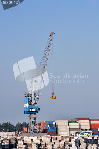 Image of sea cargo port large cranes