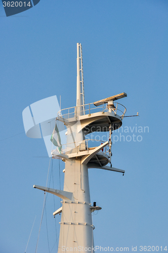 Image of navigation, communication and safety equipment on ship