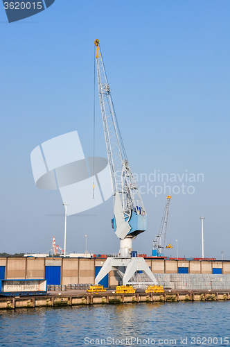 Image of sea cargo port large cranes