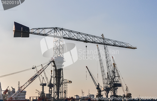 Image of sea cargo port large cranes