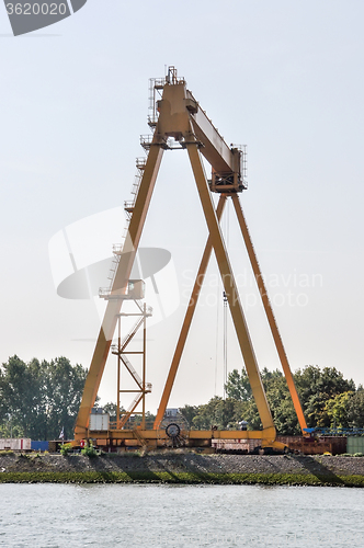 Image of sea cargo port large cranes