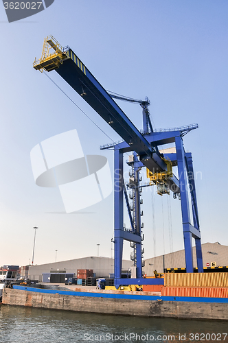 Image of sea cargo port large cranes