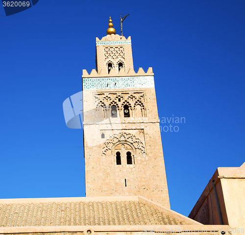 Image of history in maroc africa  minaret religion and the blue     sky