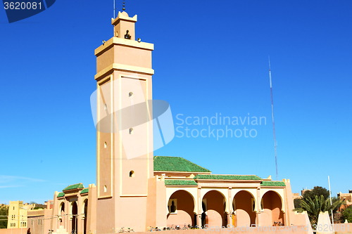 Image of in maroc africa minaret  the blue    sky