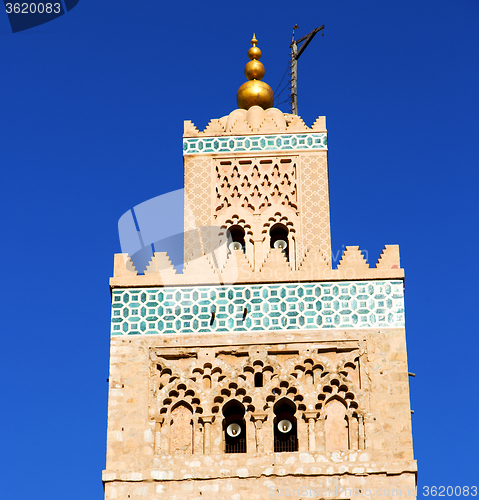 Image of in maroc africa minaret and the blue    sky