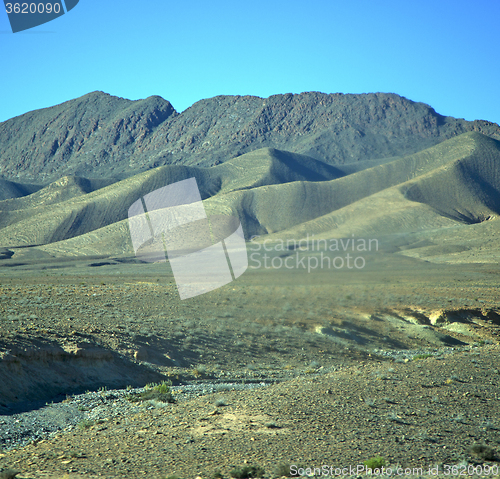 Image of valley hill   in   africa morocco the atlas dry mountain ground 