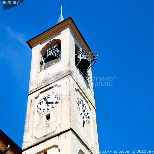 Image of monument  clock tower in italy europe old  stone and bell