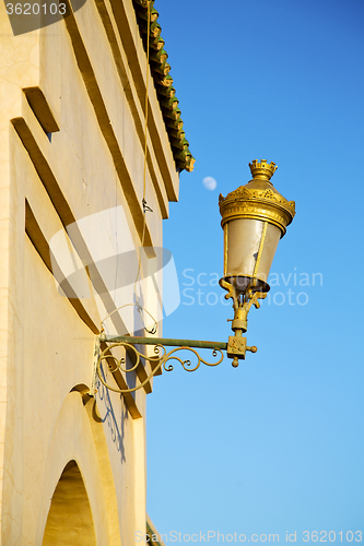 Image of  street lamp in morocco africa old lantern  moon