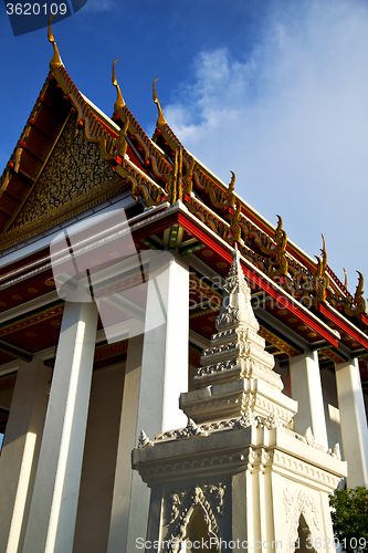 Image of asia  thailand     bangkok sunny  temple    roof wat  palaces   