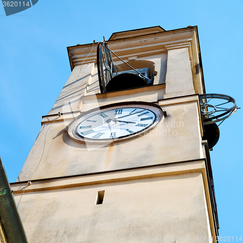 Image of monument  clock tower in italy europe old  stone and bell