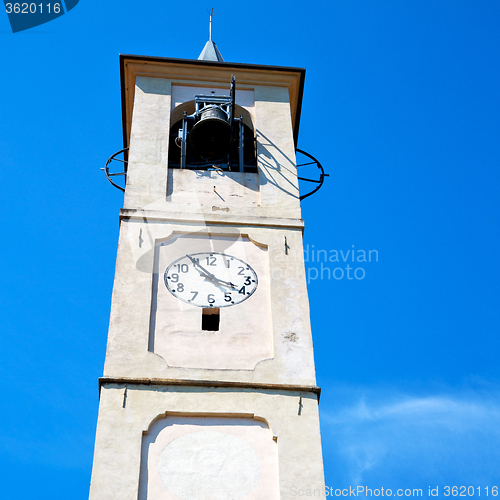 Image of monument  clock tower in italy europe old  stone and bell