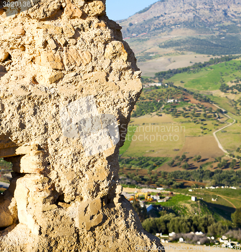 Image of from high in the village morocco africa field and constructions