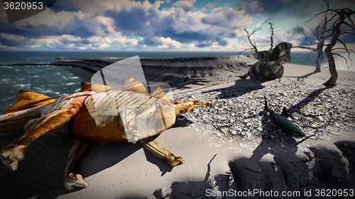 Image of Dead dinosaurs on island