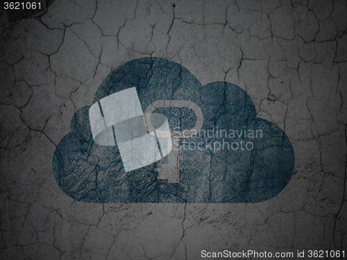 Image of Cloud networking concept: Cloud With Key on grunge wall background