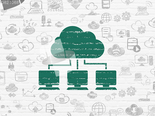 Image of Cloud technology concept: Cloud Network on wall background