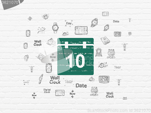 Image of Timeline concept: Calendar on wall background