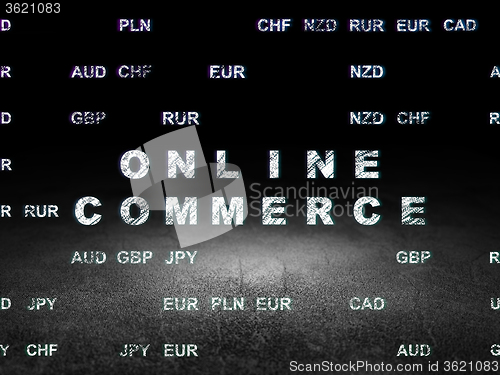 Image of Business concept: Online Commerce in grunge dark room