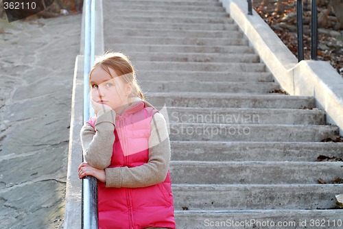 Image of Girl child stairs