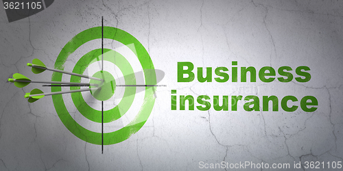 Image of Insurance concept: target and Business Insurance on wall background