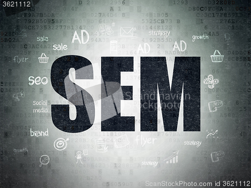 Image of Advertising concept: SEM on Digital Paper background