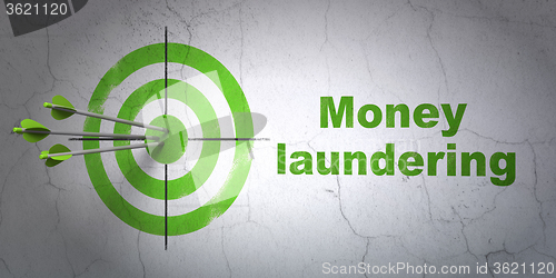 Image of Banking concept: target and Money Laundering on wall background