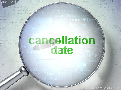 Image of Timeline concept: Cancellation Date with optical glass