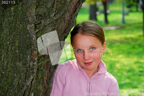 Image of Girl and big tree