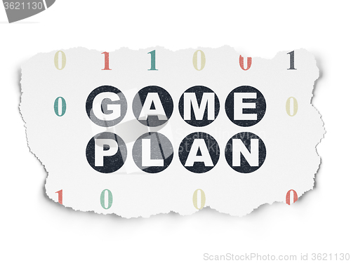 Image of Business concept: Game Plan on Torn Paper background