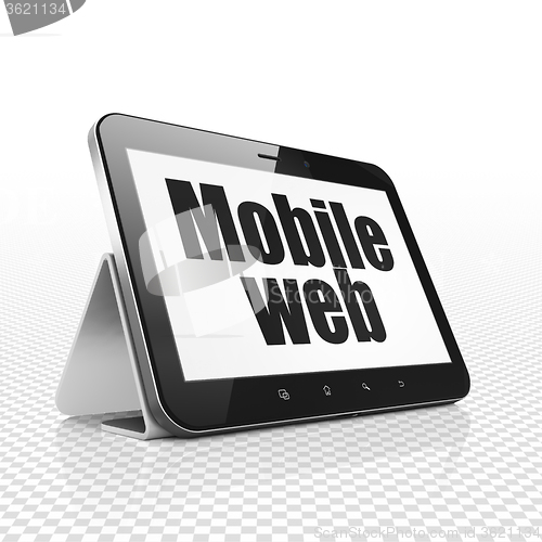 Image of Web development concept: Tablet Computer with Mobile Web on display