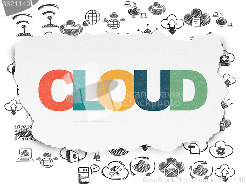 Image of Cloud computing concept: Cloud on Torn Paper background