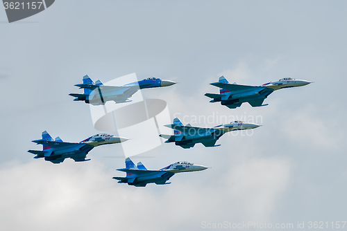 Image of Team work of russian fighters SU-27 knights