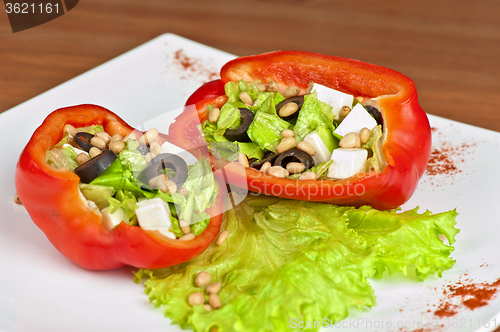 Image of Stuffed peppers roasted with feta cheese 