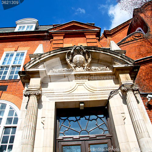 Image of window in europe london old red brick wall and      historical 