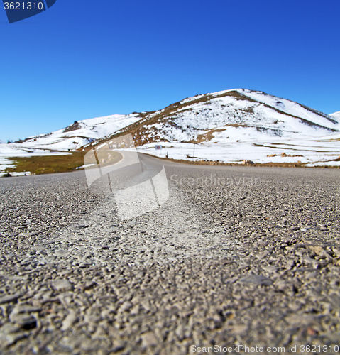 Image of hill in   africa morocco the atlas valley dry mountain ground is