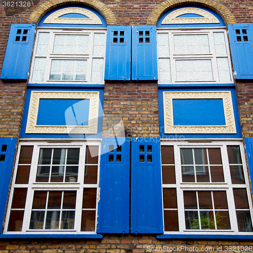 Image of old window in europe london  red brick wall     and      histori