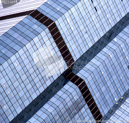 Image of reflex of some gray palace in a window  bangkok thailand