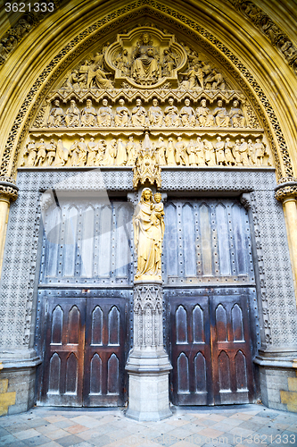 Image of rose window weinstmister  abbey in  and marble antique  wall