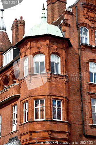 Image of in europe london old red brick wall and      historical window