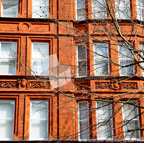 Image of window in europe london old red brick wall and      historical 