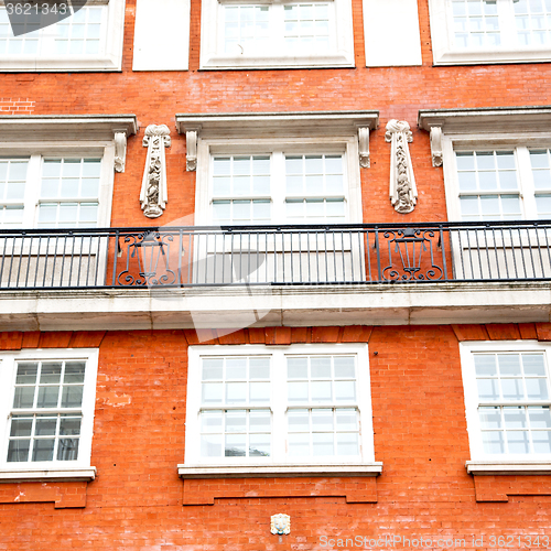 Image of window in europe london old red brick wall and      historical 